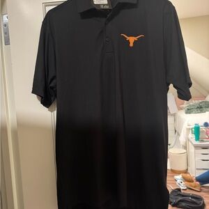 Antigua Black Polo with Orange Emblem